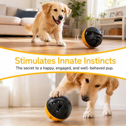 5.61 in XL Tough Dog Treat Dispenser Ball, Wobble Giggle Slow Feeder | Tough hard-shell ball with adjustable flow, 9.2 oz capacity, and giggle sound helps 25+ lb dogs eat slower and stay busy.