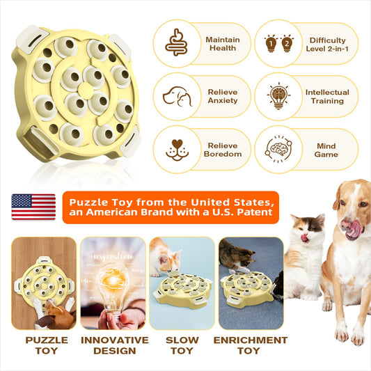 Level 2-in-1 Dog & Cat Puzzle Toy, Mental Stimulation for Dogs Indoor | XL Size, 2-Level puzzle adds mental stimulation for dogs and cats through sniffing, pawing, and reward-based play.