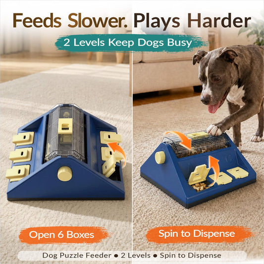Dog Puzzle Toy, Large Size, 2 Levels of Challenge, Paw-Activated Rolling Treat Dispenser, Slow Feeder & Mental Stimulation for Small/Medium Dogs Enrichment Toys
