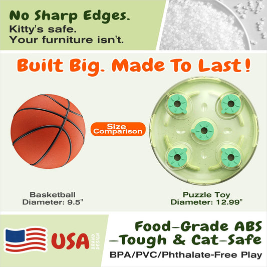 Cat Puzzle Toy, Large Size, 2 Ways to Play, Treat Puzzle & Foraging Balls for Indoor Cats, Kitten Enrichment Toy, Interactive Brain-Teasing Game
