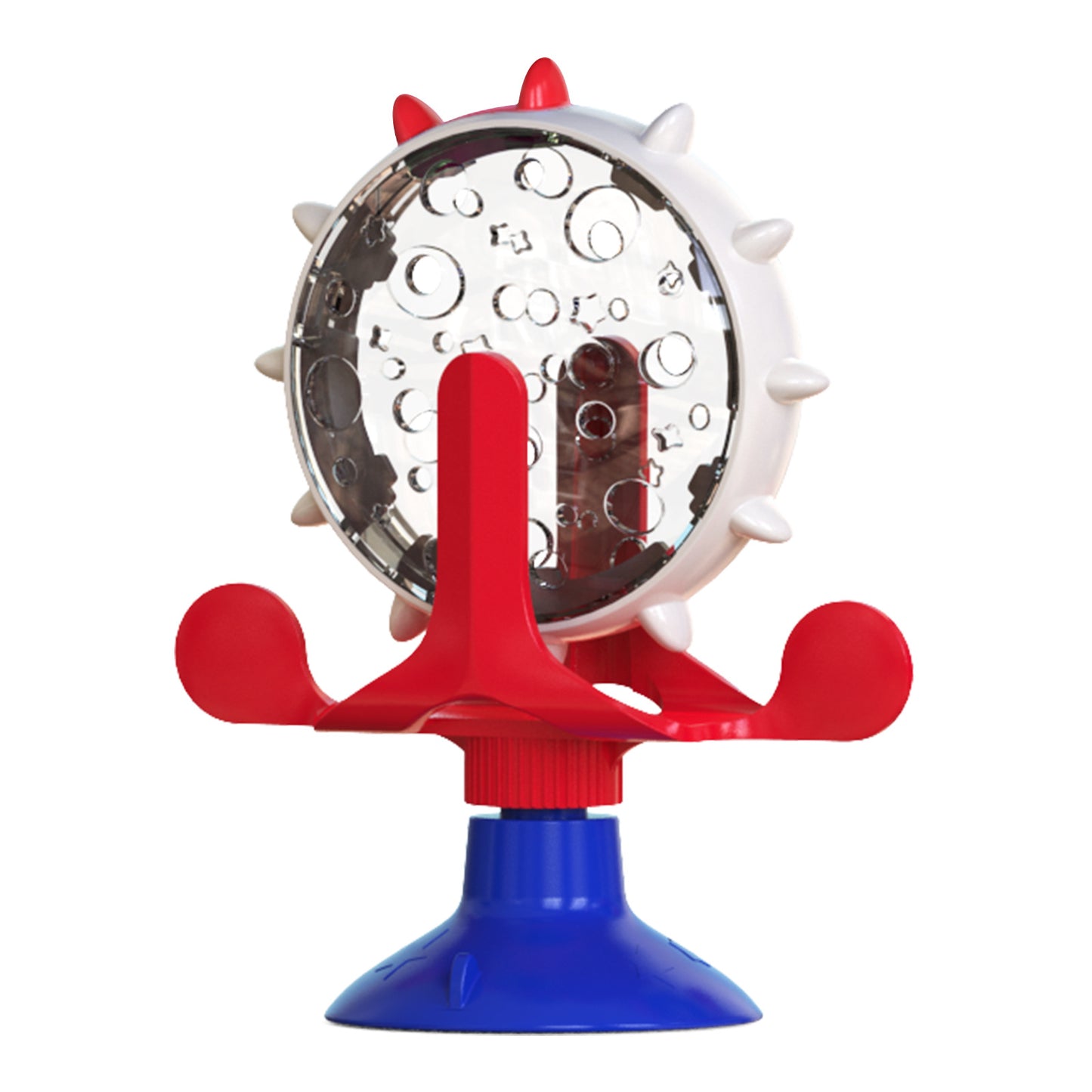 Cat Dog Treat Dispenser Toy - Cat Interactive Feeder Pet Food Toys Feeder 360° Degree Rotating Food Leakage Device Rotate with Strong Suction Cup Money Wheel Shape