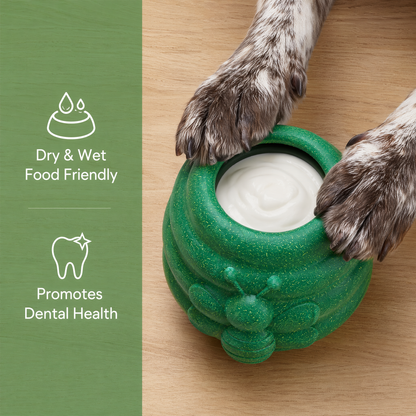 Durable Dog Toys, Fillable Dog Treat Dispenser and Enrichment Peanut Butter Frozen Licking Toys in Honey Pot Shape, Interactive and Mental Stimulation Toys for Large Dogs to Keep Them Busy