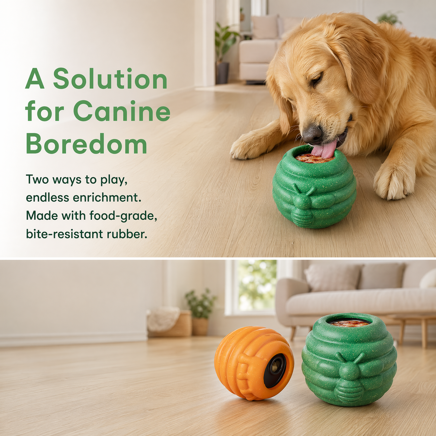 Durable Dog Toys, Fillable Dog Treat Dispenser and Enrichment Peanut Butter Frozen Licking Toys in Honey Pot Shape, Interactive and Mental Stimulation Toys for Large Dogs to Keep Them Busy