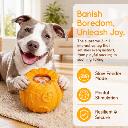 Dog Treat Toys, Pumpkin-Shaped Dog Treat Ball, Dog Frozen Treat Toy with 2 Freeze Bowls, Dog Toy Treat Dispenser, Dog Enrichment Toys, Fillable Slow Feeder and Lick Bowl for Dogs Set