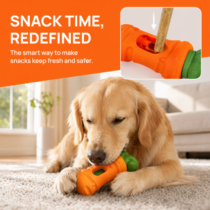 Dog Bully Stick Holder – Safe Chew Toy for Aggressive Chewers, Fun Carrot Design, Prevents Choking, Long-Lasting Treat Time, Ideal for Small to Large Dogs (Carrot Style-7in)