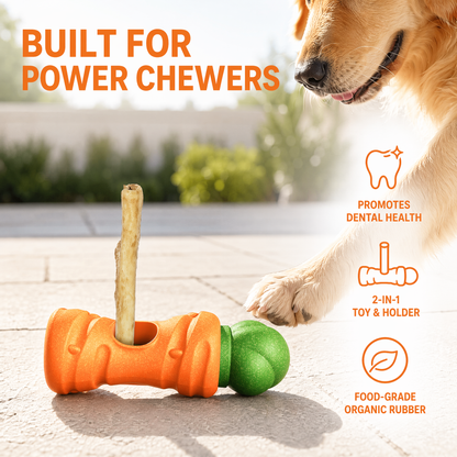 Dog Bully Stick Holder – Safe Chew Toy for Aggressive Chewers, Fun Carrot Design, Prevents Choking, Long-Lasting Treat Time, Ideal for Small to Large Dogs (Carrot Style-7in)