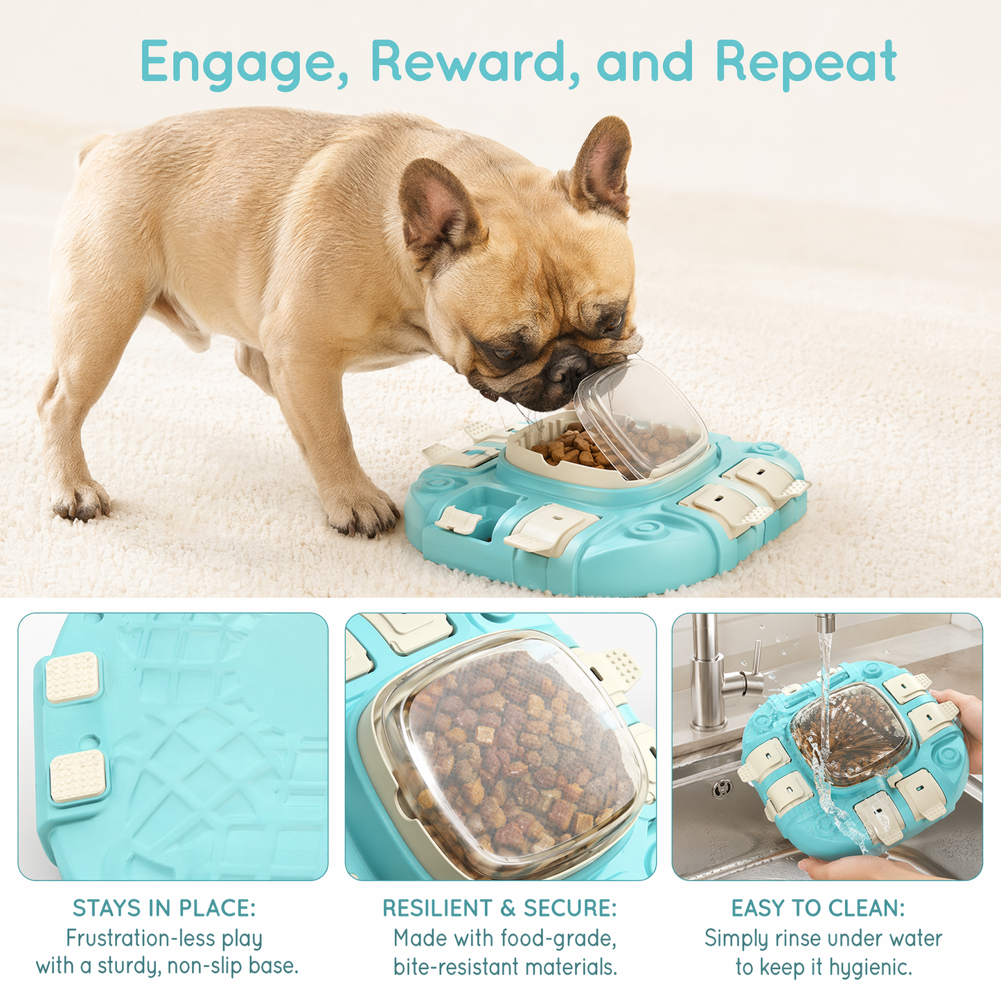 Slow Feeder Dog Bowl & Interactive Puzzle Toy - 3-in-1 Mental Stimulation Game with Treat Dispenser | Non-Slip Durable Design for Small Medium Large Dogs | Anti-Choking Food Maze & Easy Cle