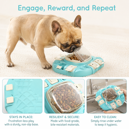 Slow Feeder Dog Bowl & Interactive Puzzle Toy - 3-in-1 Mental Stimulation Game with Treat Dispenser | Non-Slip Durable Design for Small Medium Large Dogs | Anti-Choking Food Maze & Easy Cle