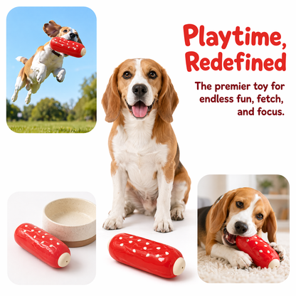 Dog Chew Toys for Aggressive-Chewers - Indestructible Dog Toy for Aggressive Chewer，Tough Chew Toys for Dogs （Rubber Red Meat Stick）