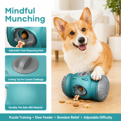 Rolling Dog Slow Feeder Toy - Dog Puzzles for Smart Dogs, Treat Dispensing Puzzle Toy for Small, Medium & Large Dogs – Engaging Food Dispenser for IQ Training & Boredom Relief
