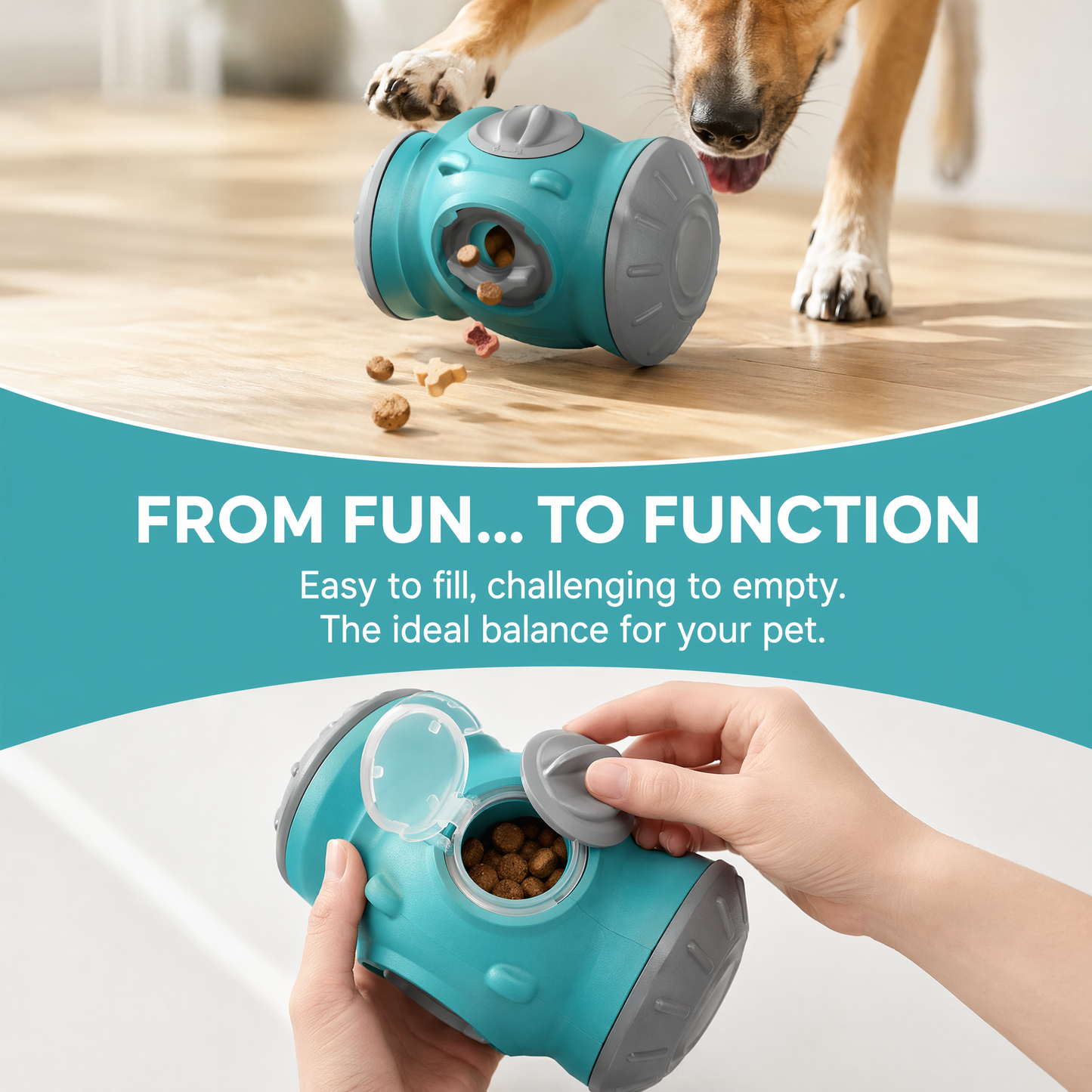 Rolling Dog Slow Feeder Toy - Dog Puzzles for Smart Dogs, Treat Dispensing Puzzle Toy for Small, Medium & Large Dogs – Engaging Food Dispenser for IQ Training & Boredom Relief