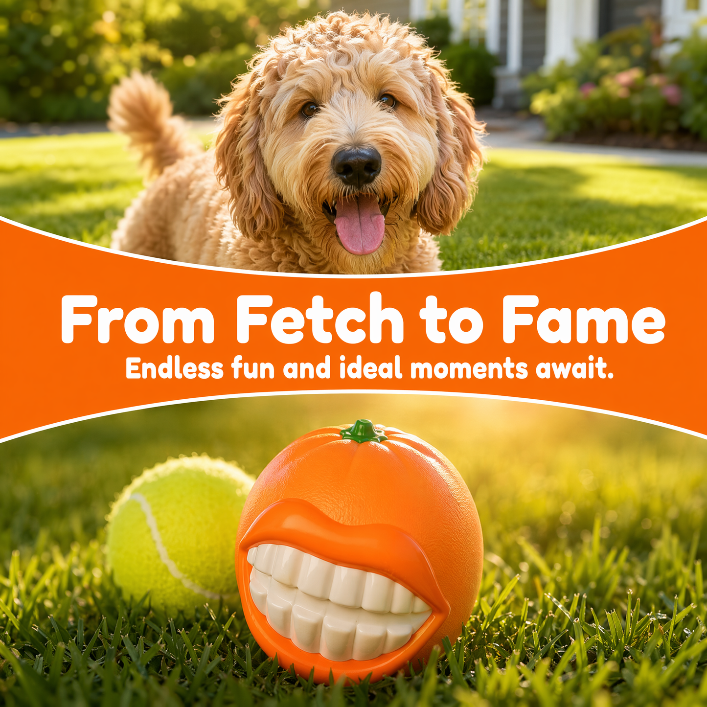 Large Size Orange Squeaky Dog Toy for Medium/Large Dogs Breed Aggressive Chewers Durable Bouncy Squeak Ball