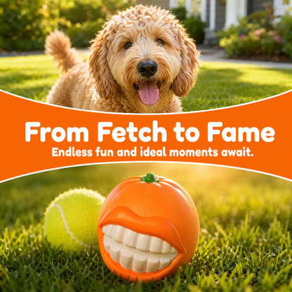 Large Size Orange Squeaky Dog Toy for Medium/Large Dogs Breed Aggressive Chewers Durable Bouncy Squeak Ball