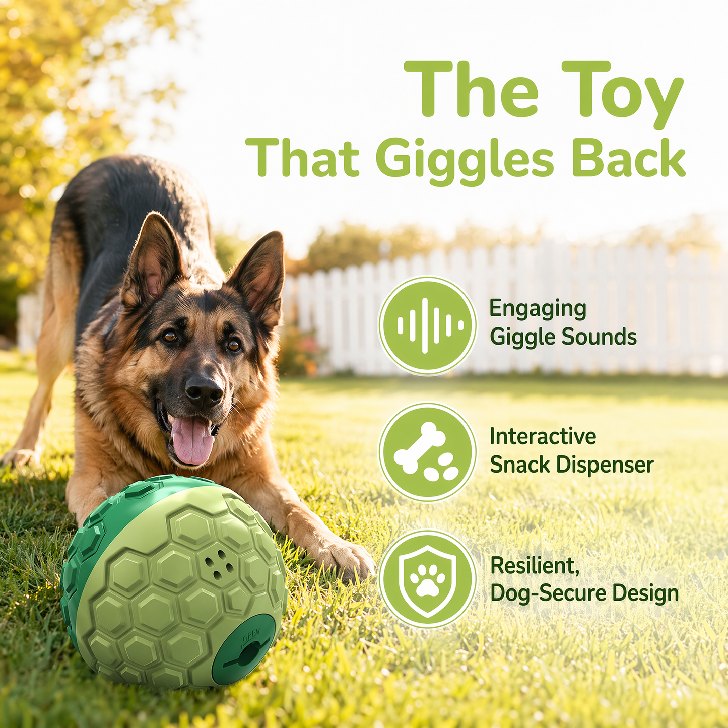 Dog Treat Dispenser, XL-Size, Wobble Giggle Ball, Roll Herding Egg, Tough Chew Toy for Large Aggressive Chewers, Interactive Indoor & Outdoor Play