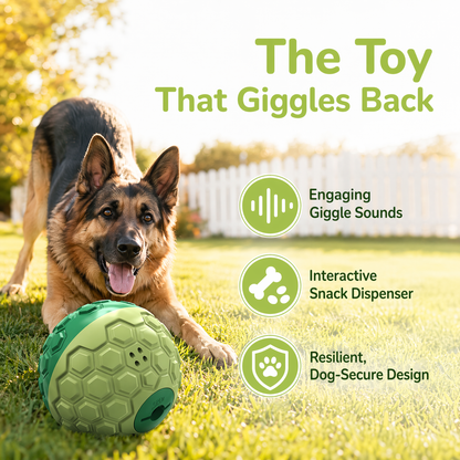 Dog Treat Dispenser, XL-Size, Wobble Giggle Ball, Roll Herding Egg, Tough Chew Toy for Large Aggressive Chewers, Interactive Indoor & Outdoor Play