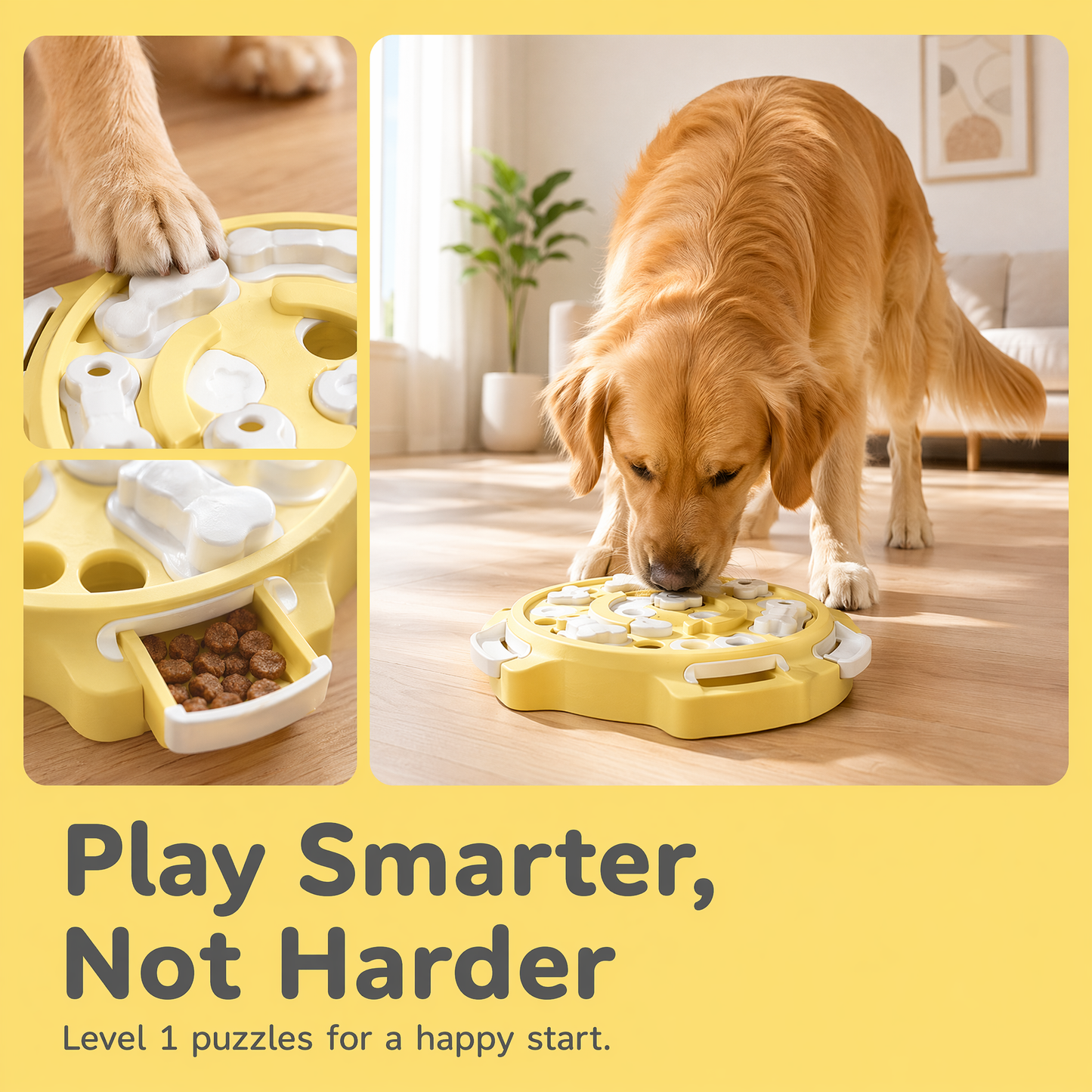 Level 2-in-1 Dog & Cat Puzzle Toy, Mental Stimulation for Dogs Indoor | XL Size, 2-Level puzzle adds mental stimulation for dogs and cats through sniffing, pawing, and reward-based play.