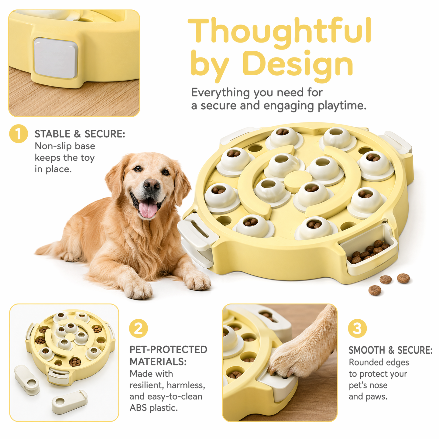 Level 2-in-1 Dog & Cat Puzzle Toy, Mental Stimulation for Dogs Indoor | XL Size, 2-Level puzzle adds mental stimulation for dogs and cats through sniffing, pawing, and reward-based play.