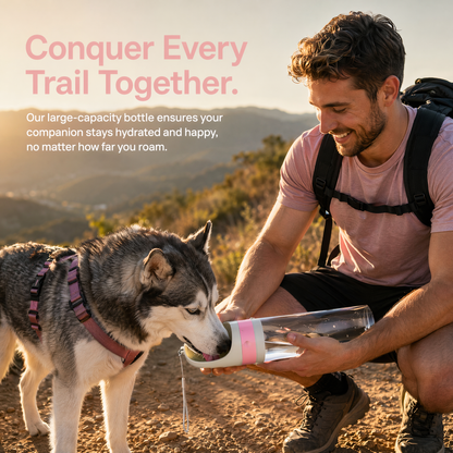 Portable Dog Water Bottle, Leak Proof, Foldable Dispenser for Outdoor Hiking - Essential Puppy Gear, Large Dog Accessories Set of 2 (34oz & 51oz) for Dog Lovers and Owners