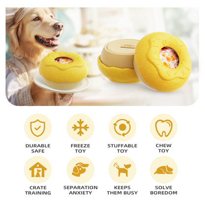 Dog Chew Toy for Aggressive Chewers, Freezable Lick Treat Dispenser, Stuffable Lick Toy, Interactive Enrichment, Long Lasting Puzzle Boredom Buster for Medium & Large Dogs - Pink Donut