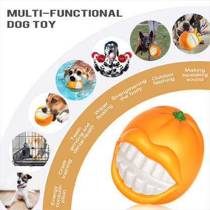 Large Size Orange Squeaky Dog Toy for Medium/Large Dogs Breed Aggressive Chewers Durable Bouncy Squeak Ball