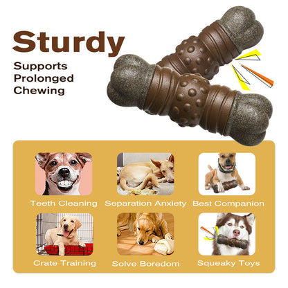 Large Size Indestructible Squeaky Dog Chew Toy for Medium/Large Aggressive Chewers Breed Dogs Durable Squeak Bone Teething Crate Toys