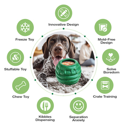 Durable Dog Toys, Fillable Dog Treat Dispenser and Enrichment Peanut Butter Frozen Licking Toys in Honey Pot Shape, Interactive and Mental Stimulation Toys for Large Dogs to Keep Them Busy