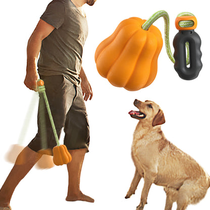 Large Dog Chew Toy with Squeaker, Tough TPR Pumpkin Toy for Strong Chewers (40 lbs+), Textured Dental Ridges, Outdoor & Water Play, Dog Pool, Beach & Fetch Toys for Summer