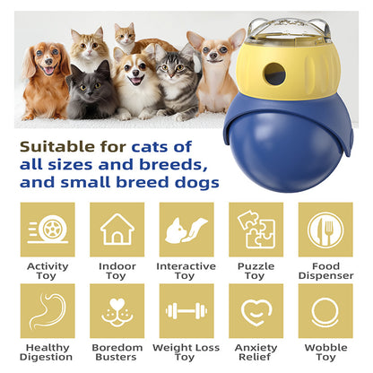 Cat Interactive Puzzle Toy, Adjustable Treat Dispenser for Indoor Cats, Safe Material Kitty Enrichment Toy for IQ Training, Mental Stimulation, Relieve Boredom, Gifts