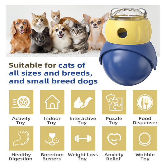 Cat Interactive Puzzle Toy, Adjustable Treat Dispenser for Indoor Cats, Safe Material Kitty Enrichment Toy for IQ Training, Mental Stimulation, Relieve Boredom, Gifts