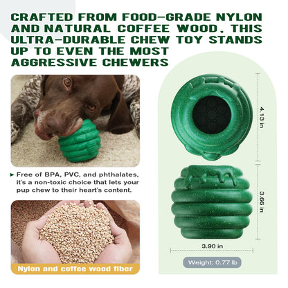 Durable Dog Toys, Fillable Dog Treat Dispenser and Enrichment Peanut Butter Frozen Licking Toys in Honey Pot Shape, Interactive and Mental Stimulation Toys for Large Dogs to Keep Them Busy