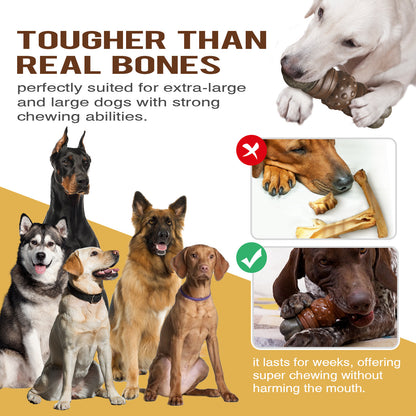 Large Size Indestructible Squeaky Dog Chew Toy for Medium/Large Aggressive Chewers Breed Dogs Durable Squeak Bone Teething Crate Toys