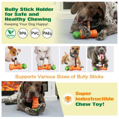 Dog Bully Stick Holder – Safe Chew Toy for Aggressive Chewers, Fun Carrot Design, Prevents Choking, Long-Lasting Treat Time, Ideal for Small to Large Dogs (Carrot Style-7in)