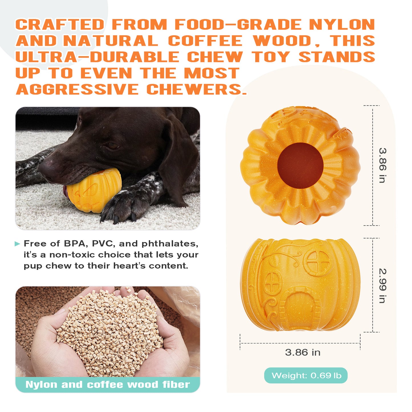Dog Treat Toys, Pumpkin-Shaped Dog Treat Ball, Dog Frozen Treat Toy with 2 Freeze Bowls, Dog Toy Treat Dispenser, Dog Enrichment Toys, Fillable Slow Feeder and Lick Bowl for Dogs Set