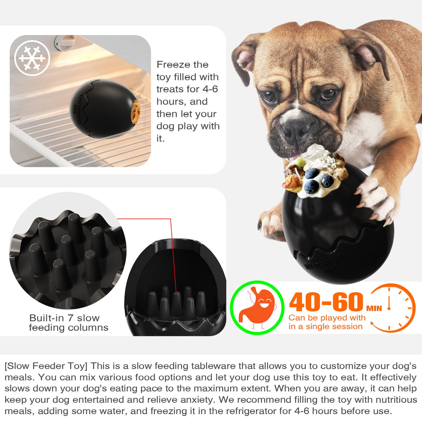 Dog Fillable Toy 3 in 1 Interactive Dog Toys Freeze Lick Summer Cooling Toy Enrichment Treat Dispensing Chew Toy Stuffable Puzzle Slow Feeder for Medium Small Dogs Easy to Clean