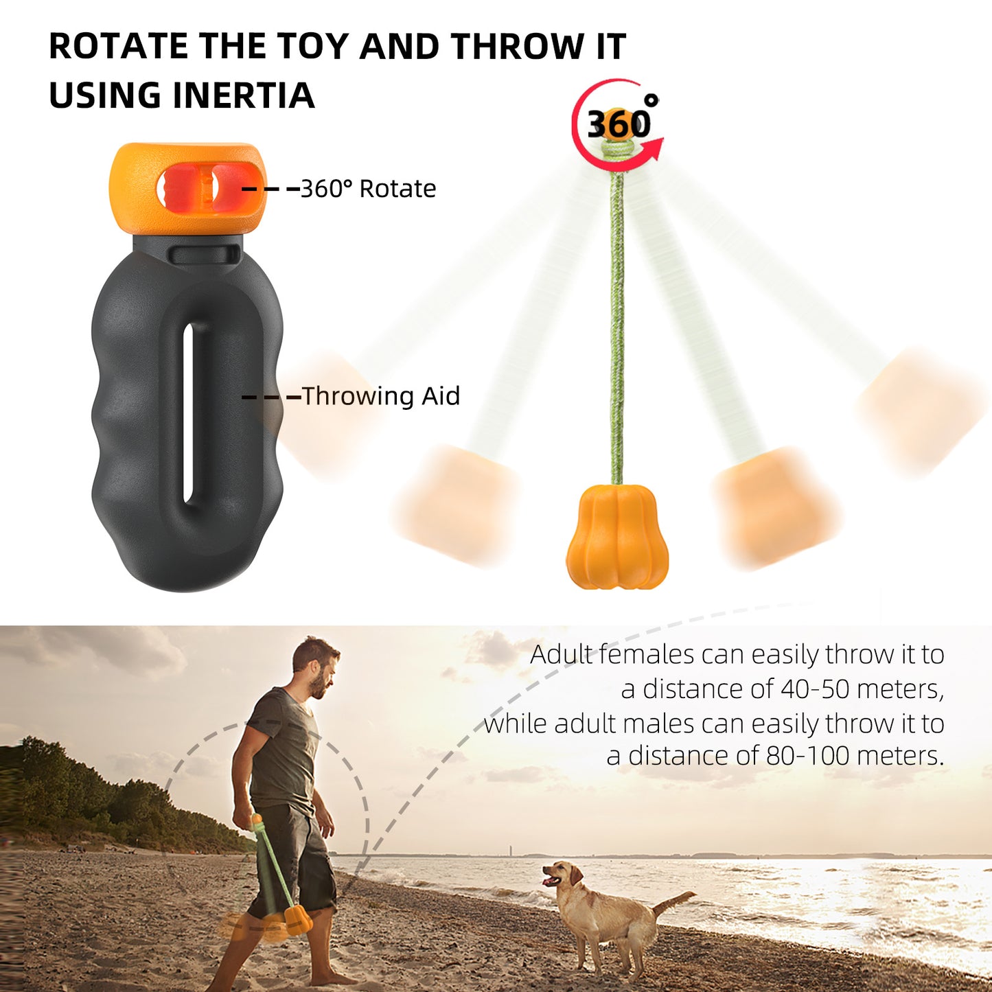 Large Dog Chew Toy with Squeaker, Tough TPR Pumpkin Toy for Strong Chewers (40 lbs+), Textured Dental Ridges, Outdoor & Water Play, Dog Pool, Beach & Fetch Toys for Summer
