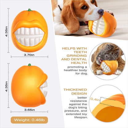 Large Size Orange Squeaky Dog Toy for Medium/Large Dogs Breed Aggressive Chewers Durable Bouncy Squeak Ball