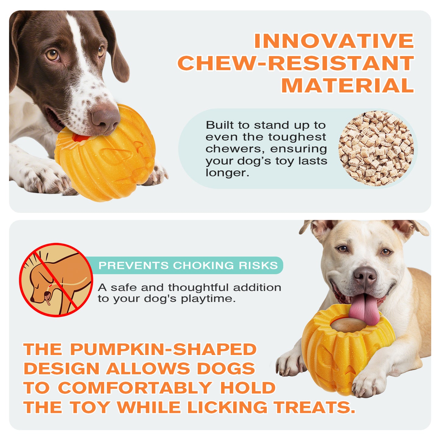 Dog Treat Toys, Pumpkin-Shaped Dog Treat Ball, Dog Frozen Treat Toy with 2 Freeze Bowls, Dog Toy Treat Dispenser, Dog Enrichment Toys, Fillable Slow Feeder and Lick Bowl for Dogs Set