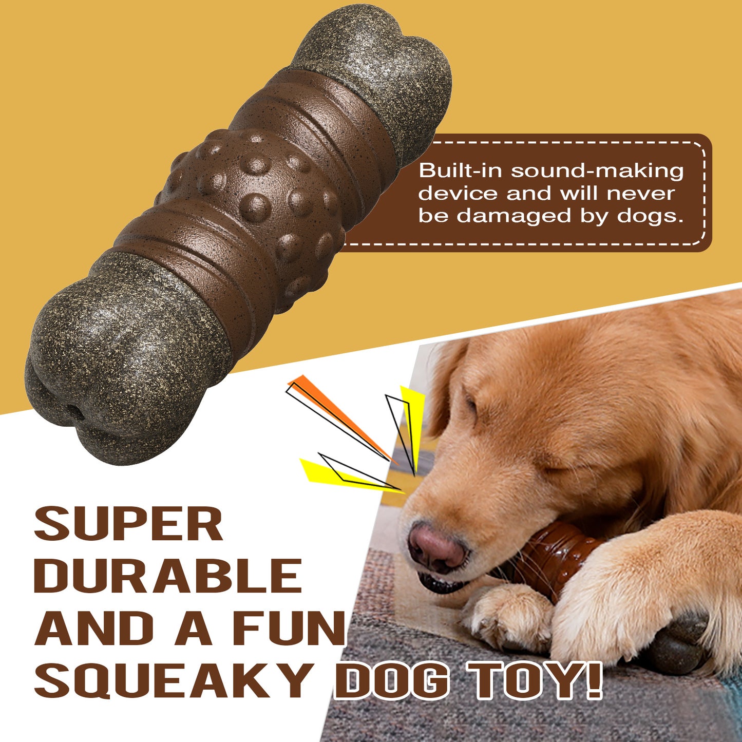 Large Size Indestructible Squeaky Dog Chew Toy for Medium/Large Aggressive Chewers Breed Dogs Durable Squeak Bone Teething Crate Toys