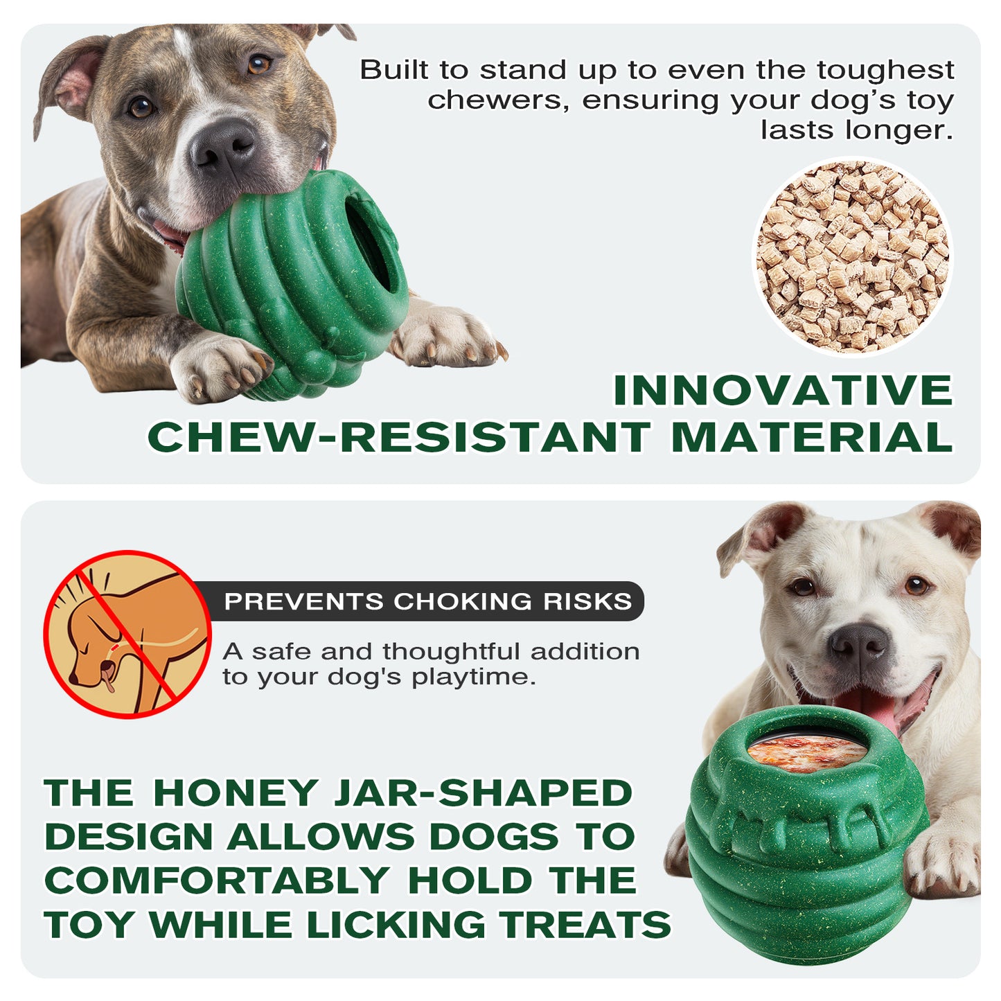 Durable Dog Toys, Fillable Dog Treat Dispenser and Enrichment Peanut Butter Frozen Licking Toys in Honey Pot Shape, Interactive and Mental Stimulation Toys for Large Dogs to Keep Them Busy