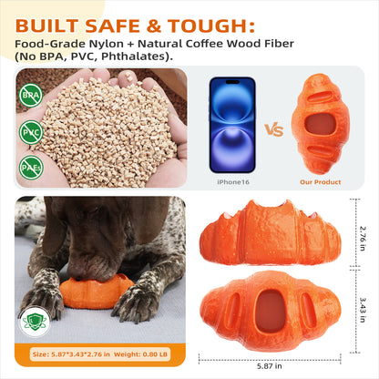 Durable Frozen Dog Chew Toy for Aggressive Chewers,Interactive Treat Dispensing Toy for Crate Training & Anxiety Relief,Food-Grade Nylon, Coffee Wood Fiber, Easy to Clean,For Medium & Large Dogs