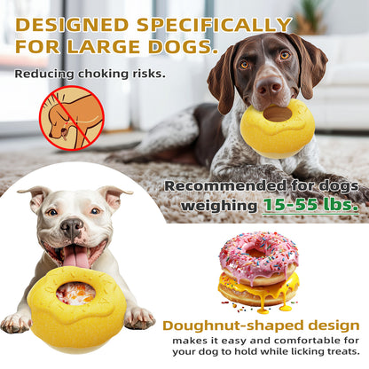 Dog Chew Toy for Aggressive Chewers, Freezable Lick Treat Dispenser, Stuffable Lick Toy, Interactive Enrichment, Long Lasting Puzzle Boredom Buster for Medium & Large Dogs - Pink Donut