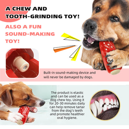 Dog Chew Toys for Aggressive-Chewers - Indestructible Dog Toy for Aggressive Chewer，Tough Chew Toys for Dogs （Rubber Red Meat Stick）