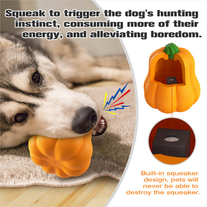 Large Dog Chew Toy with Squeaker, Tough TPR Pumpkin Toy for Strong Chewers (40 lbs+), Textured Dental Ridges, Outdoor & Water Play, Dog Pool, Beach & Fetch Toys for Summer