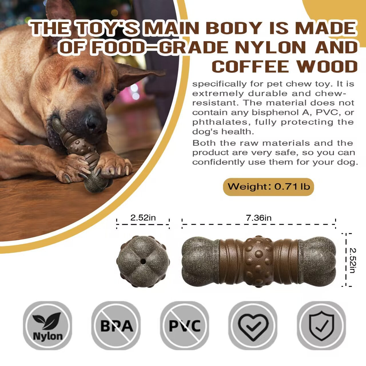 Large Size Indestructible Squeaky Dog Chew Toy for Medium/Large Aggressive Chewers Breed Dogs Durable Squeak Bone Teething Crate Toys