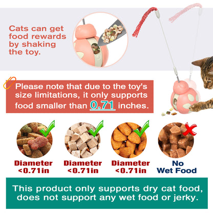 Cat Treat Interactive Toy, Indoor Puzzle Slow Feeding Mental Stimulation Sliding Rolling Cat Toy Ball with Cat Teaser, Cat Treat Dispenser Toy for Large, Medium and Small Cats