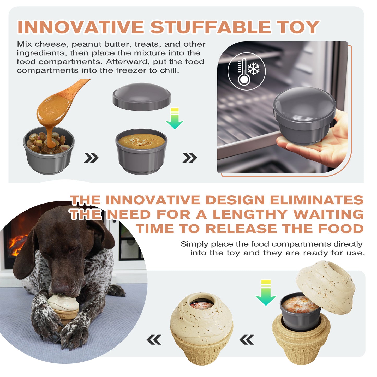 Indestructible Frozen Treat Dispenser Dog Chew Toy, Interactive Enrichment Dog Toy for Small Medium Large Dogs.Dog Puzzle Toy for Indoor Outdoor Play