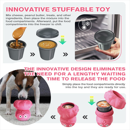 3-in-1 Dog Frozen Treat Ball, Large Size, No-Transfer Fill & Freeze Lick Cup, Treat Dispenser & Tough Chew Toy, Long-Lasting Enrichment Toy for Dogs