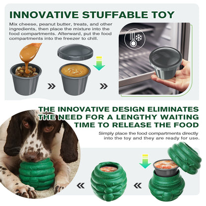 Durable Dog Toys, Fillable Dog Treat Dispenser and Enrichment Peanut Butter Frozen Licking Toys in Honey Pot Shape, Interactive and Mental Stimulation Toys for Large Dogs to Keep Them Busy