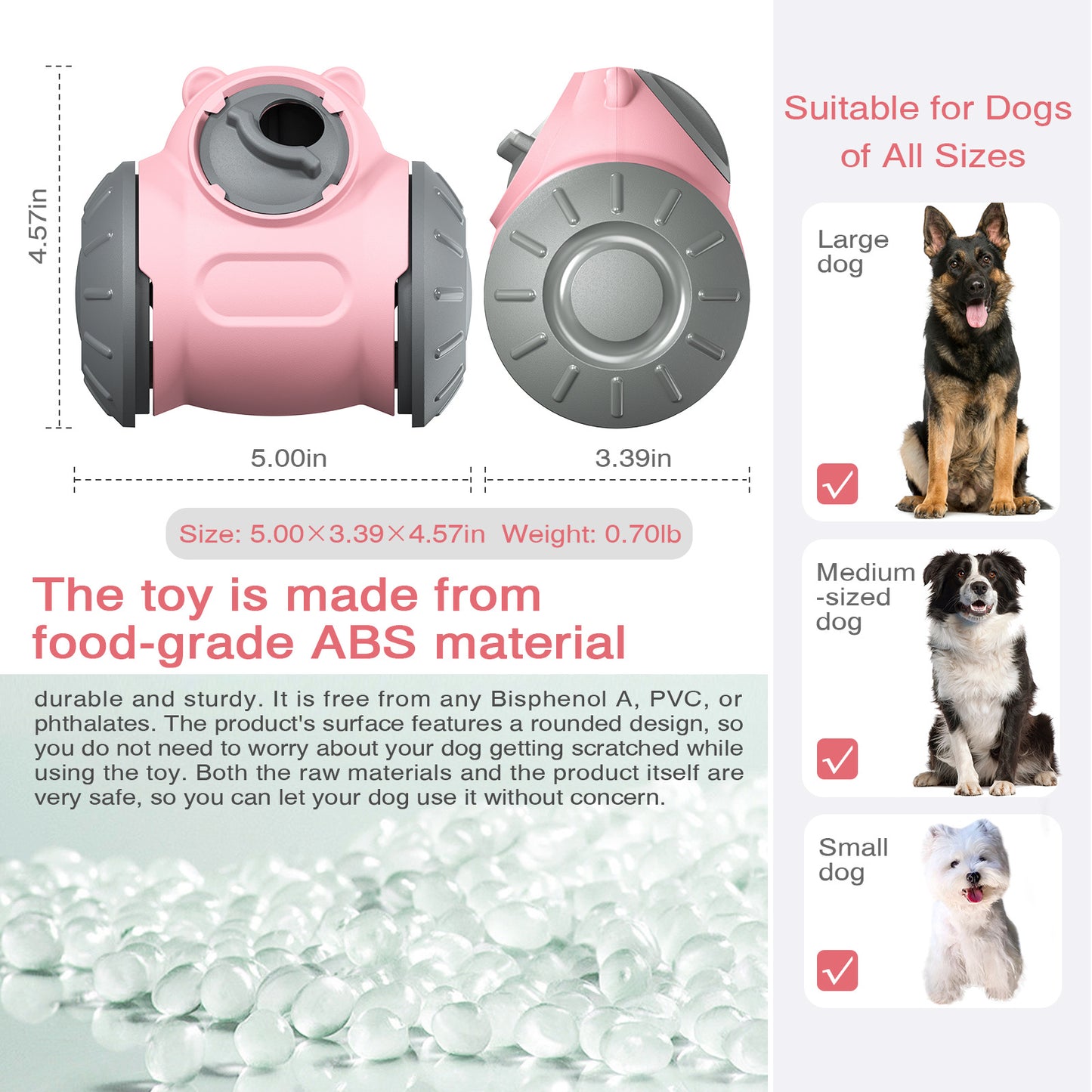 Rolling Dog Slow Feeder Toy - Dog Puzzles for Smart Dogs, Treat Dispensing Puzzle Toy for Small, Medium & Large Dogs – Engaging Food Dispenser for IQ Training & Boredom Relief