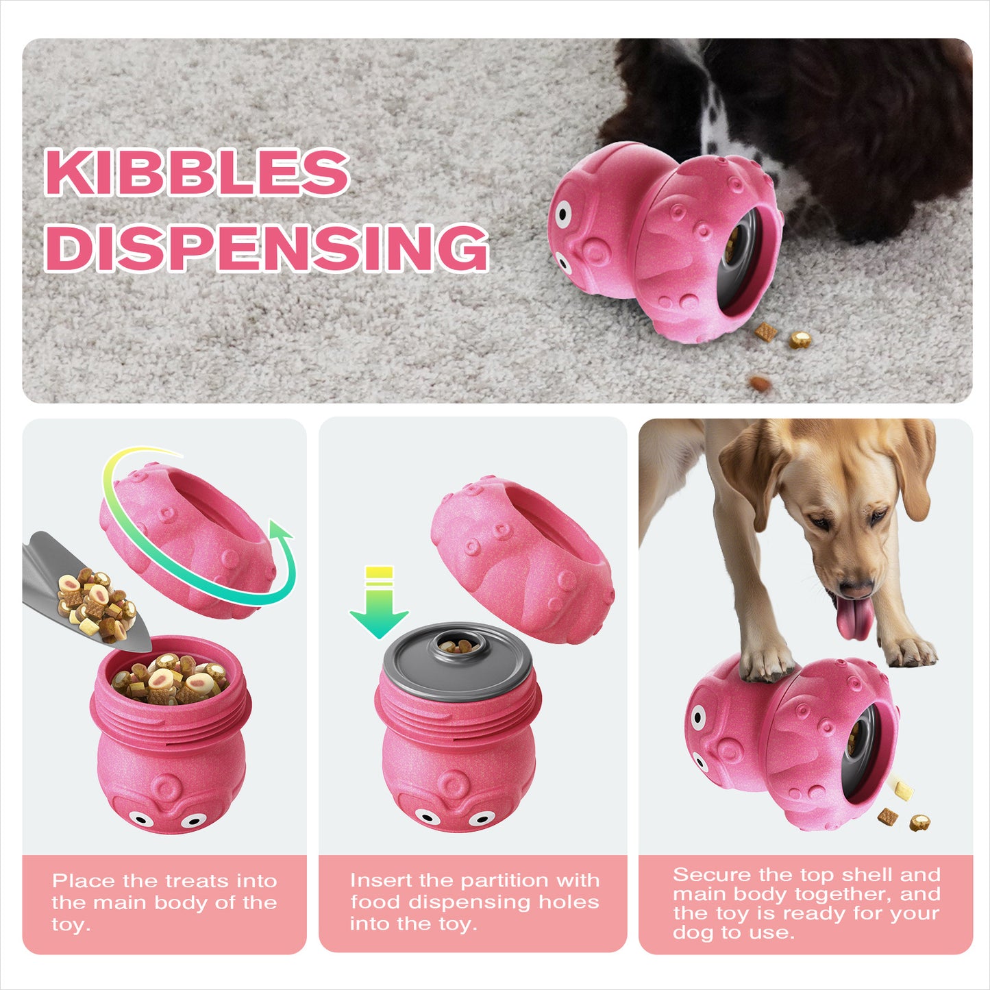 3-in-1 Dog Frozen Treat Ball, Large Size, No-Transfer Fill & Freeze Lick Cup, Treat Dispenser & Tough Chew Toy, Long-Lasting Enrichment Toy for Dogs